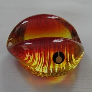 Vintage Pukeberg Sweden Red Glass Knife Rest Card Holder Paperweight Midcentury
